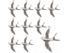 ZAWIESZKI CHARMS JASKÓŁKI PTAKI ZAWIESZKA JASKÓŁKA PTAK WISIOREK 29mm 12szt