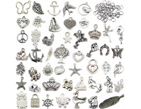 Zawieszki CHARMS mix METAL + ogniwa ZESTAW 300 el.