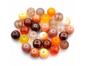 Koraliki szklane 8mm MIX 30szt brąz-pomarańcz