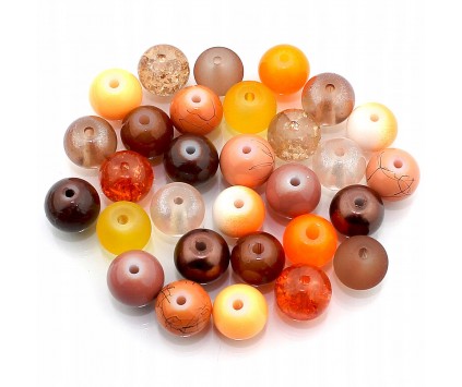 Koraliki szklane 8mm MIX 30szt brąz-pomarańcz