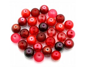 Koraliki szklane 8mm MIX 30szt czerwono-bordowy
