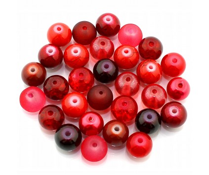 Koraliki szklane 8mm MIX 30szt czerwono-bordowy