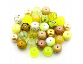 Koraliki szklane 8mm MIX 30szt żółto-złoty