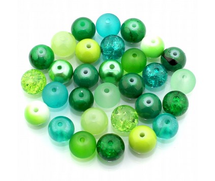 Koraliki szklane 8mm MIX 30szt seledynowo-zielony