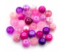 Koraliki szklane 8mm MIX 30szt fioletowo-różowy