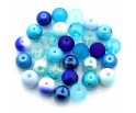 Koraliki szklane 8mm MIX 30szt niebiesko-błękitne