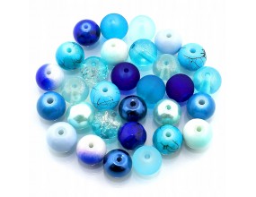 Koraliki szklane 8mm MIX 30szt niebiesko-błękitne