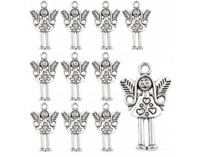 ZAWIESZKI CHARMS ANIOŁKI ELFY ZAWIESZKA ANIOŁ ELF WISIOREK METAL 25mm 12szt