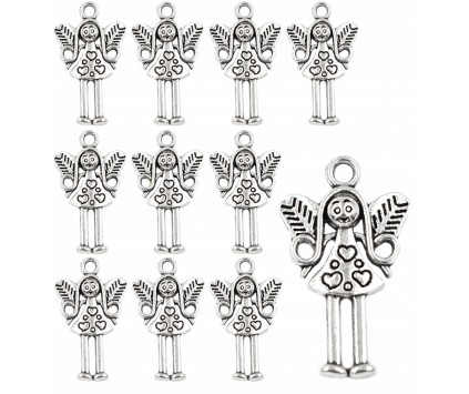 ZAWIESZKI CHARMS ANIOŁKI ELFY ZAWIESZKA ANIOŁ ELF WISIOREK METAL 25mm 12szt