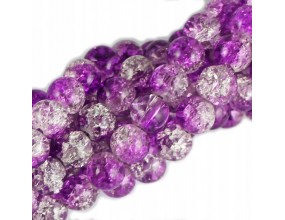 Koraliki SZKLANE CRACKLE 8mm SZNUR 52szt dwubarwne