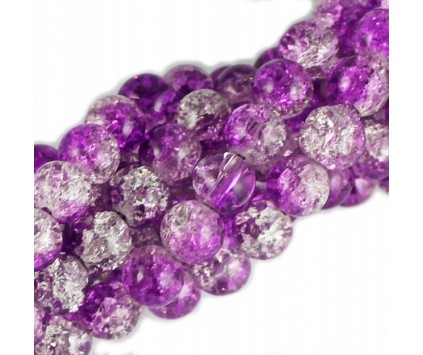 Koraliki SZKLANE CRACKLE 8mm SZNUR 52szt dwubarwne