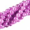Koraliki SZKLANE CRACKLE 8mm SZNUR 52szt fiolet j.