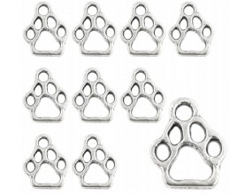 ZAWIESZKI CHARMS ŁAPKI ZAWIESZKA ŁAPA PSIA ŁAPKA WISIOREK METAL 13mm 12szt