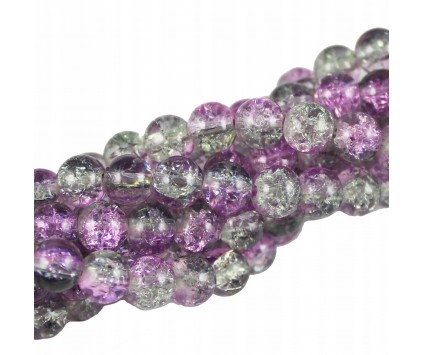 Koraliki SZKLANE CRACKLE 8mm SZNUR 52szt dwubarwne
