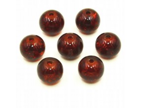 KORALIKI SZKLANE Crackle 8mm brąz c. 14 szt.