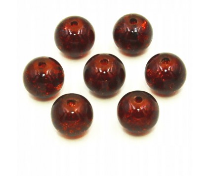 KORALIKI SZKLANE Crackle 8mm brąz c. 14 szt.