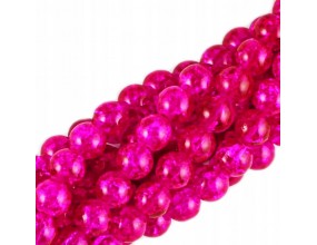 Koraliki SZKLANE CRACKLE 8mm SZNUR 52szt róż c.