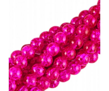 Koraliki SZKLANE CRACKLE 8mm SZNUR 52szt róż c.