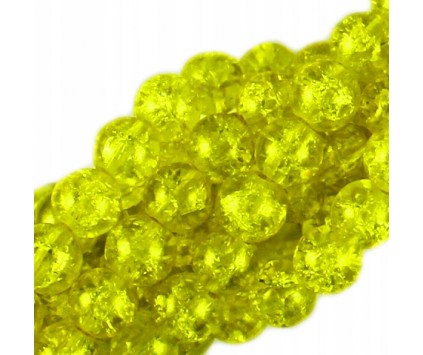 Koraliki SZKLANE CRACKLE 8mm SZNUR 52szt żółte
