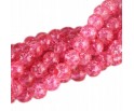 Koraliki SZKLANE CRACKLE 8mm SZNUR 52szt róż średn