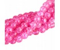 Koraliki SZKLANE CRACKLE 8mm SZNUR 52szt róż jasny