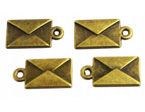 Zawieszka metal CHARMS 17x9x2mm LIST KOPERTA 4szt