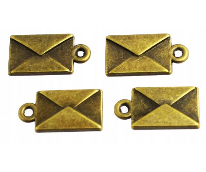 Zawieszka metal CHARMS 17x9x2mm LIST KOPERTA 4szt