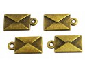 Zawieszka metal CHARMS 17x9x2mm LIST KOPERTA 4szt
