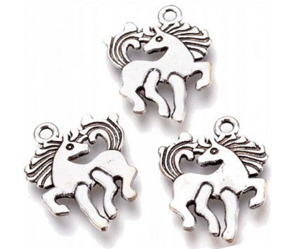 Zawieszka metal CHARMS 25x18x2mm JEDNOROŻEC 3szt