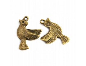 Zawieszka metal Ptaki 22x15mm CHARMS 4szt brąz ant