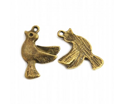 Zawieszka metal Ptaki 22x15mm CHARMS 4szt brąz ant