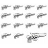ZAWIESZKI CHARMS PISTOLET REWOLWER ZAWIESZKA WISIOREK DO BRELOKA 22mm 12szt