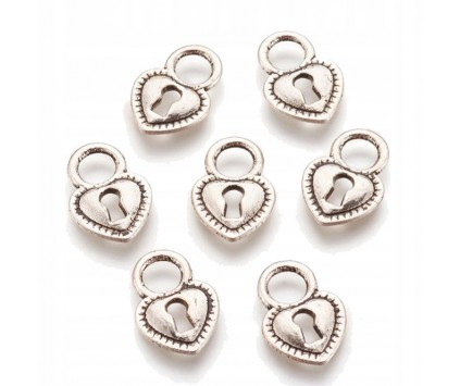 Zawieszka metalowa SERCE KŁÓDKA17,5x12mm 6 szt