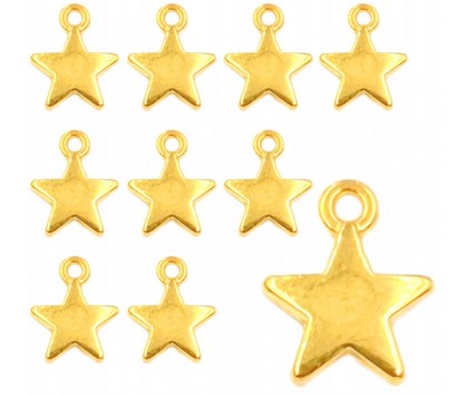 ZAWIESZKI CHARMS GWIAZDKI ZAWIESZKA GWIAZDA GWIAZDKA GŁADKA ZŁOTA 12mm 12sz