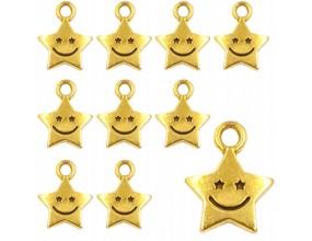 ZAWIESZKI CHARMS GWIAZDKI ZAWIESZKA GWIAZDA GWIAZDKA UŚMIECH ZŁOTA 12szt