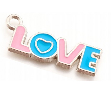 Zawieszka emaliowana napis LOVE 32x11x2mm 1szt