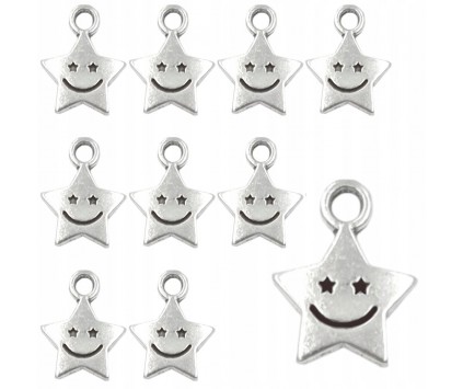 ZAWIESZKI CHARMS GWIAZDKI ZAWIESZKA GWIAZDA GWIAZDKA UŚMIECH 12szt