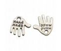 Zawieszka metal HAND MADE RĘKA DŁOŃ 13x12mm 6szt