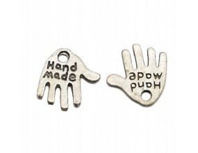 Zawieszka metal HAND MADE RĘKA DŁOŃ 13x12mm 6szt