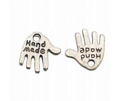 Zawieszka metal HAND MADE RĘKA DŁOŃ 13x12mm 6szt