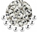 LITERA Z - KORALIKI OKRĄGŁE LITERKI BIAŁE MONETY 7mm ALFABET LITERKA 20szt