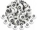 LITERA O - KORALIKI OKRĄGŁE LITERKI BIAŁE MONETY 7mm ALFABET LITERKA 20szt