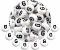 LITERA G - KORALIKI OKRĄGŁE LITERKI BIAŁE MONETY 7mm ALFABET LITERKA 20szt