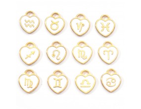 Znaki Zodiaku Zawieszki Serca Charms 12szt Białe