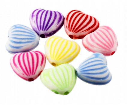 Koraliki serce serca akryl 10x11mm MIX 100szt HURT