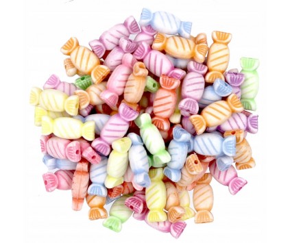 KORALIKI cukierki cukierek AKRYL 15x7mm mix 100szt