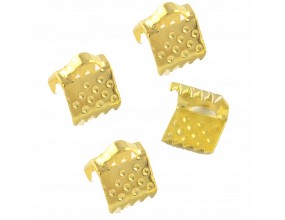 Końcówka rzemienia wstążki 6x8x5mm 14szt k. złoty