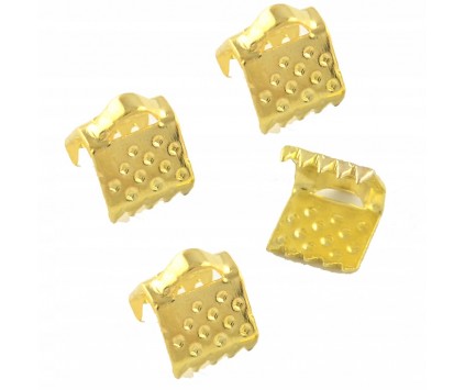 Końcówka rzemienia wstążki 6x8x5mm 14szt k. złoty