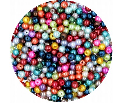KORALIKI PERŁA PERŁY PEREŁKI KULECZKI SZKLANE 4mm MIX 50szt