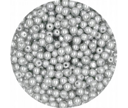 PERŁA PERŁY PEREŁKI SZKLANE 4mm siwy 50sztuk